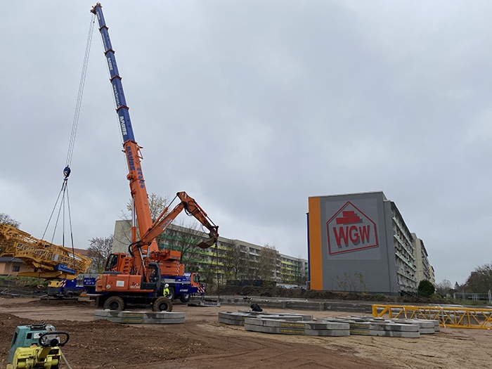 Neuer Platz für Kran im Wohnpark Wanzleben