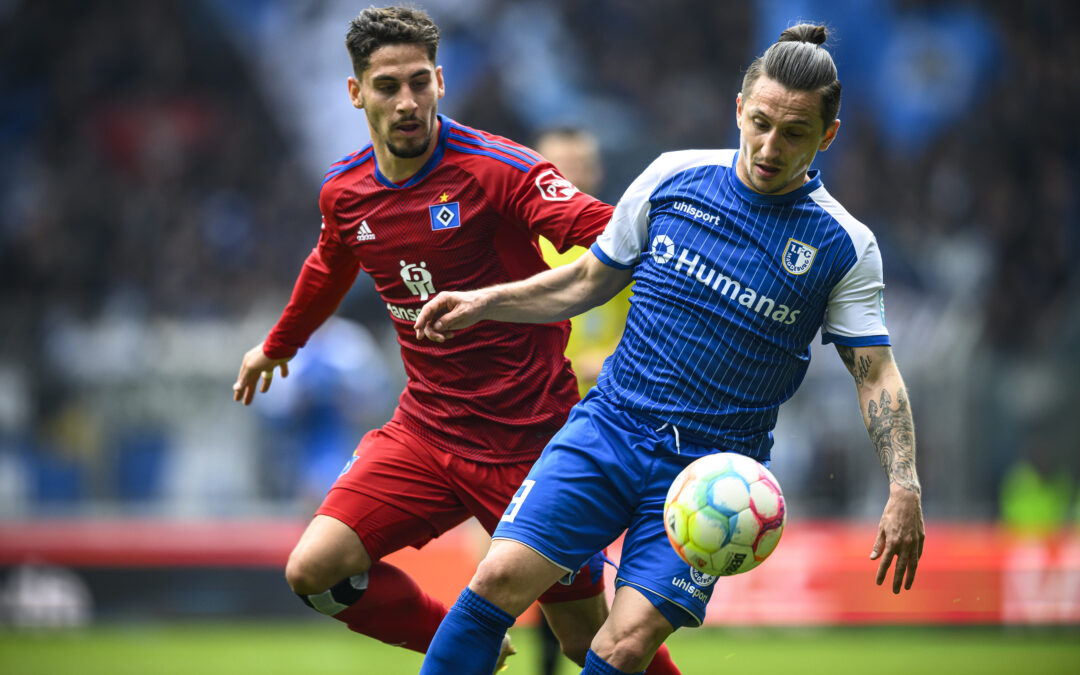 30. Spieltag, 2. Bundesliga 2022/2023, 1. FC Magdeburg gegen Hamburger SV 3:2 (1:1) am 29.04.2023 in der MDCC-Arena in Magdeburg. Foto: 1. FC Magdeburg